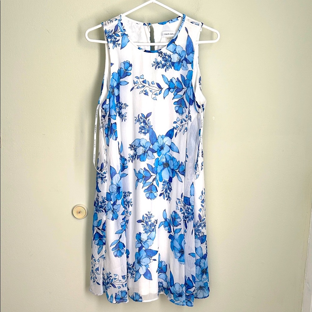Calvin Klein Blue Floral Midi Dress